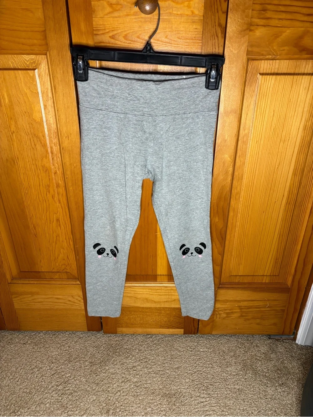 Justice Gray Panda Face Knee Leggings